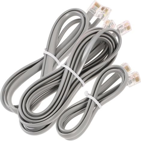 Lot de 3 Câbles Téléphoniques Rj12 6p6c en Cuivre eurs Pvc, Résistance la Corrosion et Souplesse pour Usage à Domicile ou Bureau (1/5)