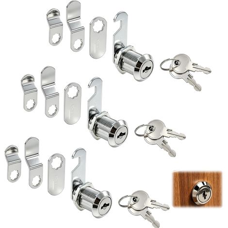 3 Serrures pour Boîte aux Lettres avec 6 Clés, Ensemble Sécurisé pour Mailbox, Tiroir, Placard et Armoire, Cylindre en Acier Inoxydable avec Finition Nickel, Installation Facile (1/5)