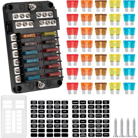 1 Blocs De Fusibles 12 Voies, Indicateur LED, 30 Fusibles ATC/ATO, Pour Voiture Bateau Camping-car (1/5)