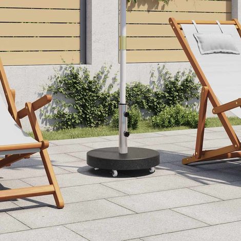 Socle de parasol rond en granit 30 kg noir avec roulettes et adaptateurs 38/48 mm - PANGIVO (1/5)