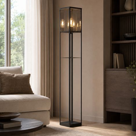 Stehleuchte Stehlampe Wohnzimmerlampe 3D Effekt Schwarz Metall H 140 cm (1/5)