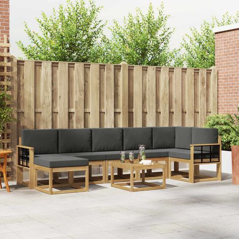 vidaXL Outdoor-Sofagarnitur 8 pcs Weiß und Anthrazit Polyester (1/5)