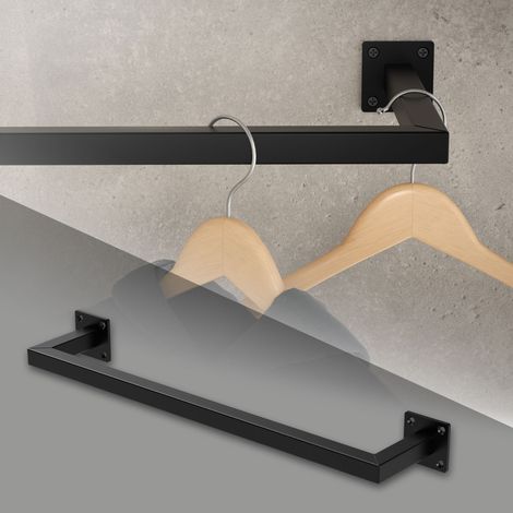 ML-Design Appendiabiti Porta Asciugamani con Attacco a Parete 60 x 12 cm in Acciaio Nero per Bagno Cucina Soggiorno Balcone Camera da Letto Porta Salviette da Muro Salvaspazio Peso Supportato 50 kg (1/5)