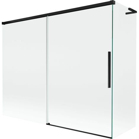 Mexen Rox L paroi de baignoire 2 volets coulissants 190 + 90 x 150 cm, transparent, noir - 8C9L-190-090-70-00