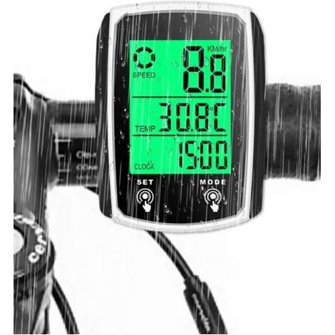 Compteur de Vélo, Conteurs Vélo avec Écran LCD Multifonction Rétroéclairé, 19 Fonctions IP65 Étanche Ordinateur de Vélo, Démarrage/Arrêt Automatique, Compteur de Kilomètres VTT (1/5)