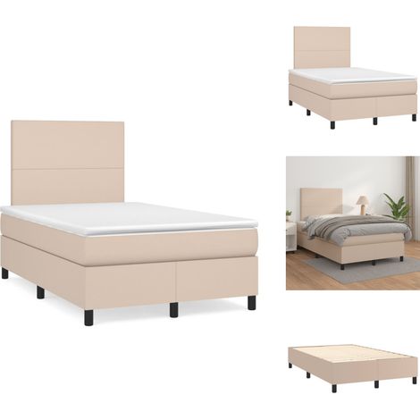 Sommier à lattes de lit matelas cappuccino 120x190cm similicuir - Lit Capitonné - Lit Double - Literie - Chambre À Coucher - Meuble De Rangement (1/5)