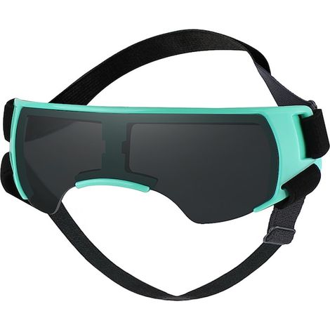 Lunettes de soleil pour chien, protection UV et coupe-vent, monture légère en plastique, noir et vert menthe (1/5)