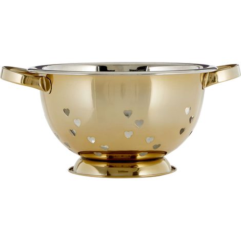 Premier Housewares Hearts Design Gold Colander (1/3)