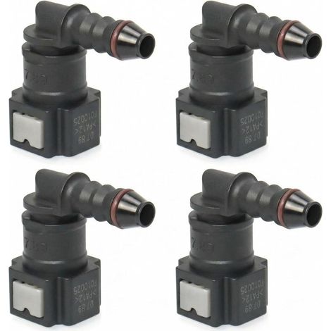 Lot de 4 Connecteur de Tuyau de Carburant de Voiture, Raccord durite essence, connecteur rapide à 90 degrés, plastique 7.89mm Connecteur ID6 (1/5)