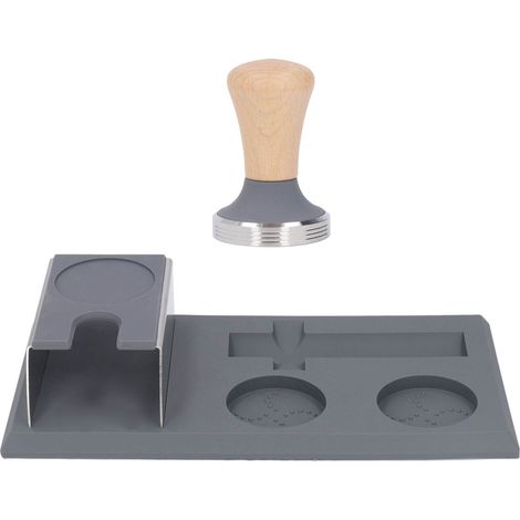 Tapis de Tassage Café en Silicone Gris - Support Station de Tassage avec Espace pour Tasseur 58mm - Accessoire Barista