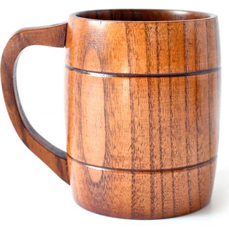 Trinkbecher mit ergonomischem Griff, komfortabler Trinkbecher aus Holz für jeden Bierliebhaber oder Kaffeesüchtigen (1/5)