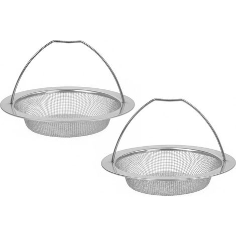 2 Pièces Filtre évier, Acier Inoxydable, Poignée de Transport, Anti-bouchage, Cuisine et Salle de Bain