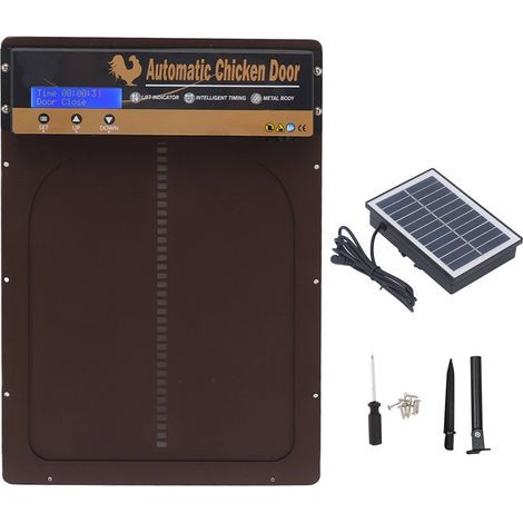 Chicken Coop Door Solar Metal Timing Models Time Setting Automatic Door for Home Farms Coffee (1/5)
