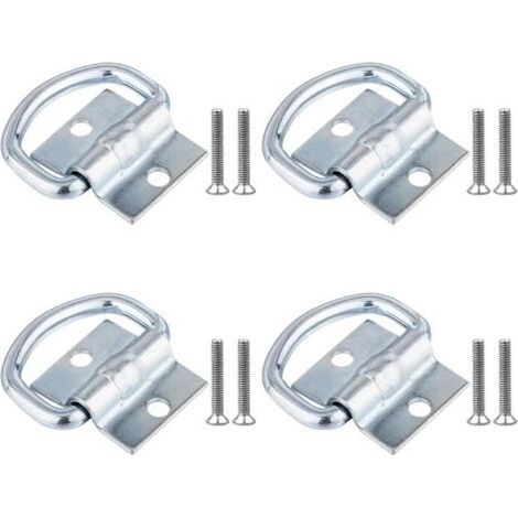 ALLIANDIS4Pcs Anneaux d'Arrimage, Attache Bache Remorque en D avec Vis pour Bateaux, Camions, Camionnettes et Maisons (1/5)