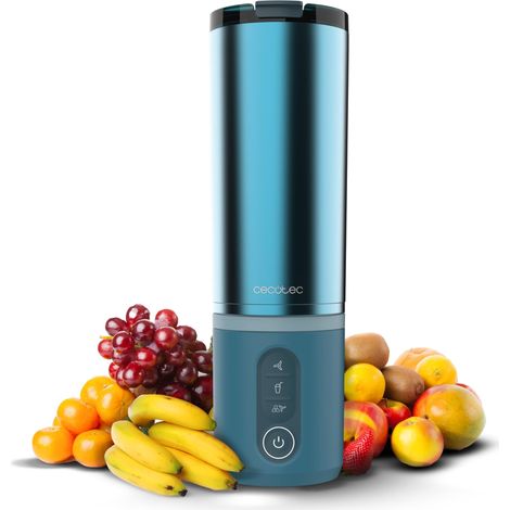 Blender Individual Power Titanium Shake2Go Lagoon Steel. 180W, Verre Métal 600ml Sans BPA, 3 Programmes Automatiques, Charge USB-C, Boissons Froides Plus Longtemps (1/5)