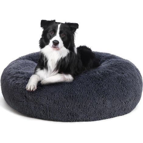 Hundebett orthopädisches rund L 80 x B 80 x H 20 cm Dunkelgrau (1/5)