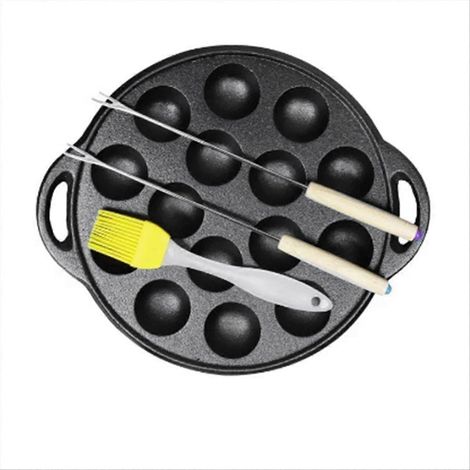 Poêle à takoyaki en fonte à 15 trous, poulpes, petite poêle à four (1/5)