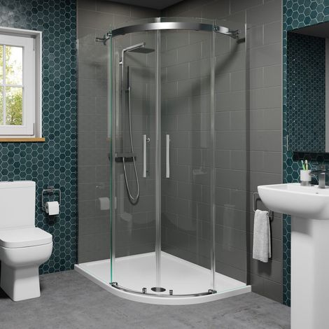 1200 x 800mm Offset RH Quadrant Shower Enclosure Frameless 8mm Glass Tray Waste (1/5)