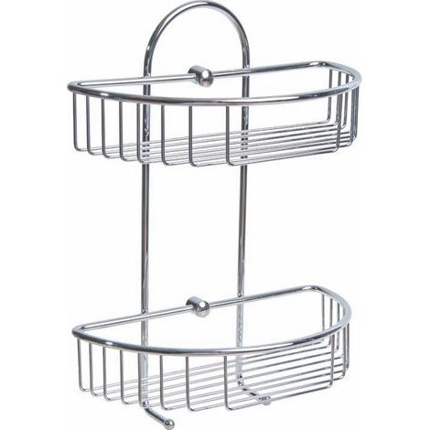 Portaoggetti Bagno Doppio con Appendino Inox Cromato 27X15X37Cm Maurer (1/2)