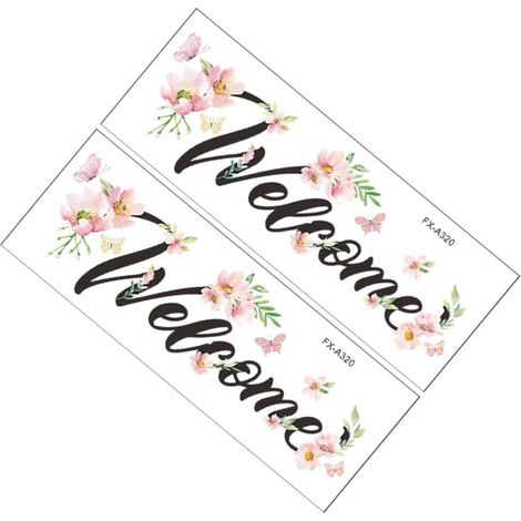 Autocollants Muraux Autocollants Décoratifs Welcome de Fleur Rose Pvc 2pcs Résistants la Déchirure Faciles à Appliquer pour Décoration Salon (1/5)