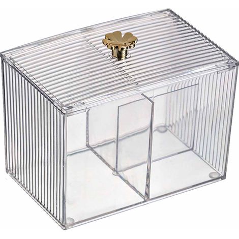 Boîte de Rangement Coton-tiges 2 Compartiments Plastique Écologique Portable Organisateur Maquillage Bijoux Bureau Compact (1/5)