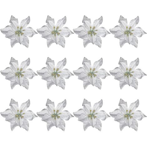 Silberner Weihnachtsbaumschmuck, 12 Stück