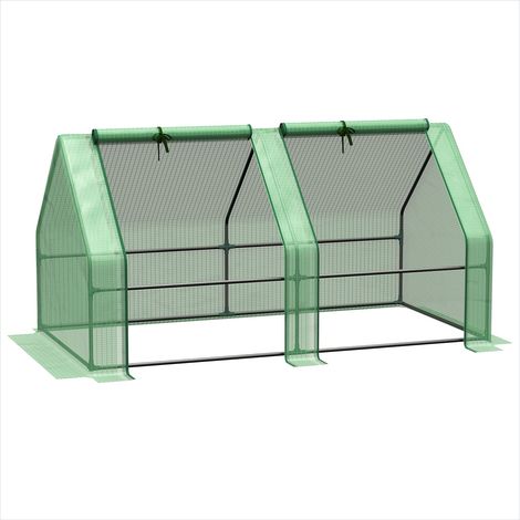 Serre de jardin tunnel 180 x 90 x 90 cm acier PE 140 g m² avec 2 (1/5)