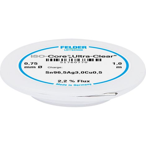 Felder ISO-Core "Ultra Clear" SAC305 Lötzinn Spule Sn96,5Ag3Cu0,5 0.75 mm