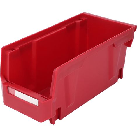 Bac de rangement pièces plastique PP renforcé grand orifice organisateur outils suspendu atelier garage 276x139x128mm rouge (1/5)