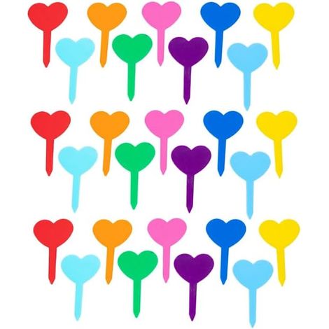 200 Pcs Waterproof Plastic Garden Labels Decorative Plant Markers Heart Size Random Color for Gardening, Nursery and Indoor Pots (1/5)