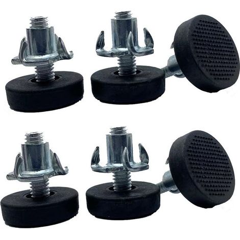 4 vis à pieds de meuble M6x22 + 4 écrous à griffes M6, embouts réglables pour table, chaise ou étagère (1/5)