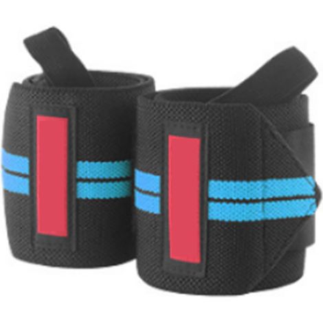 1 Paire de Bracelets Sportifs Poignet Réglables Bande de Compression Sangle de Maintien pour Salle de Sport Noir Bleu (1/5)