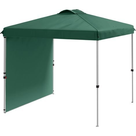 Carpa plegable jardín 2.5x2.5m anti-UV avec 1 paroi latérale et sacs de sable vert hauteur réglable (1/5)