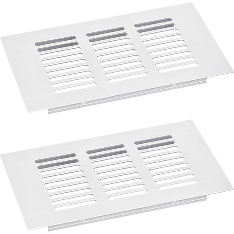 2Pcs 150x80mm Air Vent Cover Grille Aluminum Alloy Mesh Rectangular Louver Vent Grille (Silver) (1/5)