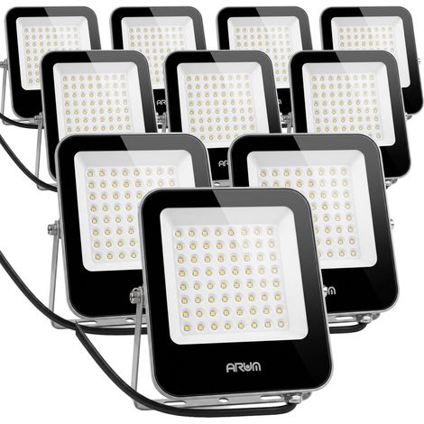 Arum Lighting – Lot de 10 projecteurs LED 50W IP65 – Lumière blanche naturelle 4000K – Alimentation 220V – Lumens 5700 – Fonte d'aluminium durable (1/4)
