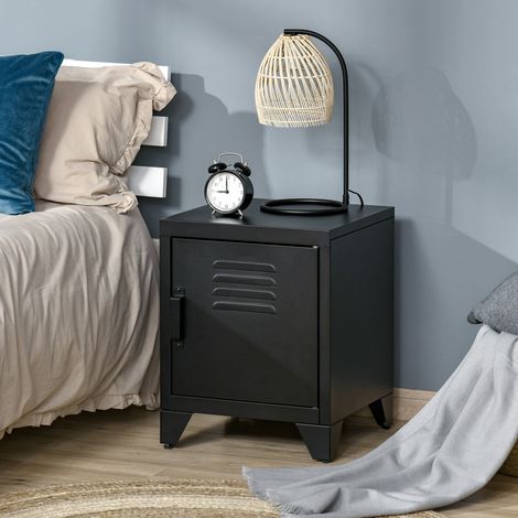 meuble rangement chambre industriel métal noir 40 cm OKMYHOME (1/4)