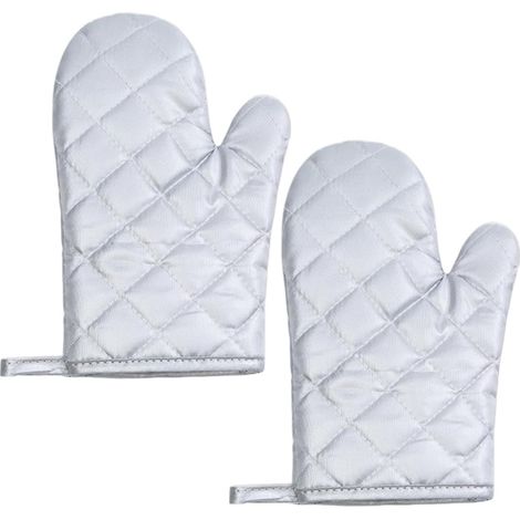 Gants de Four en Coton, Maniques Cuisine, Anti Chaleur Jusqu'à 250°C, Gants de Cuisson pour Cuisine, Cuisson, Pâtisserie, Grillage, argent (1/5)