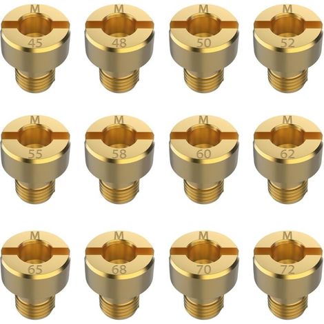 12 x Gicleur de Carburateur M5, Jeu de Gicleurs Principaux de 45 à 72, Buses de Carburateur en Laiton pour Dell'Orto PHBG/SHB (1/5)
