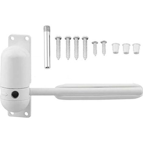 Ferme-porte à ressort automatique pour porte intérieure, fermeture automatique avec tige de réglage et vis pour porte de 10 à 60 kg (blanc) (1/5)