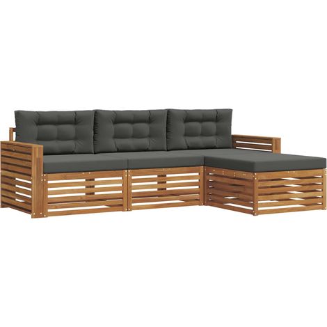 Conjunto de sofás de exterior con cojín Natural y Antracita vidaXL (1/5)