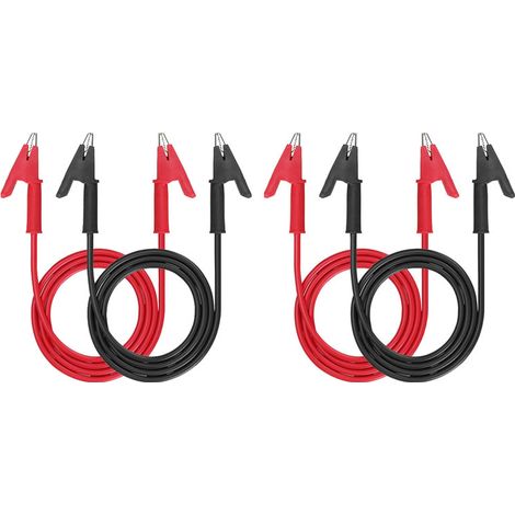 Krokodilklemmen mit zwei Enden, 15-A-Messleitungskabel mit Isolierklemmen, 4 Stück 3,3 ft/1 m langes flexibles Prüfkabel mit Schutzbuchsen-Kupferklemmen für elektrische Prüfungen (1/5)