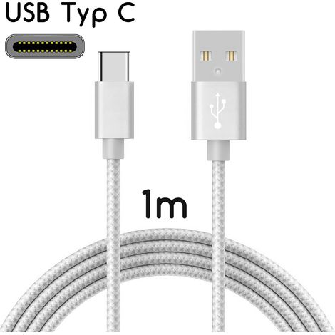 Cavo da USB-C a USB 2.0 Cavo di ricarica in nylon con connettore USB Type-C / 1 m Argento (1/4)