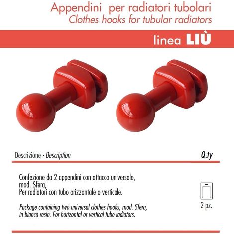 Pika' 2 appendini per radiatori liu' sfera colore rosso (1/4)