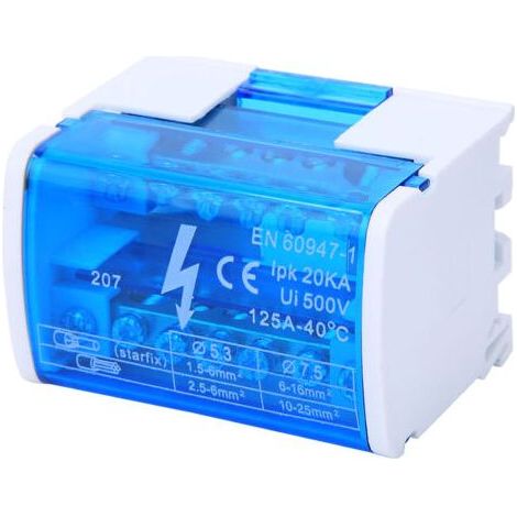 Boîtier de distribution terminal rail DIN à 2 niveaux monophasé avec couvercle anti-poussière transparent 207 (1/5)