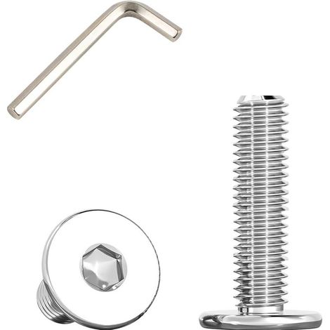 Vis Inox Tete Plate avec Bride, (30 Pièces)M6x20mm Boulons à Tête Plate Hexagonale Sont Utilisées Dans Les Meubles et Les Machines, en Acier Inoxydable 304 (1/5)