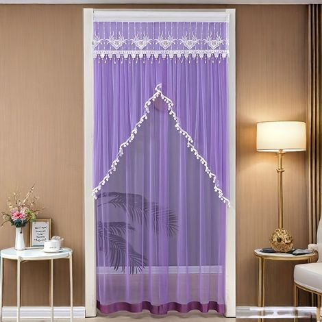 Tenda divisoria in pizzo garzato per camera da letto e bagno (78,74 x 35,43 pollici, non necessita di foratura). (1/4)