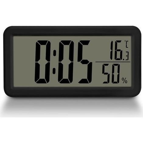 Horloge murale numérique à piles avec grands chiffres, affichage de la température et de l'heure, idéale pour le bureau, le salon et la chambre. (1/5)