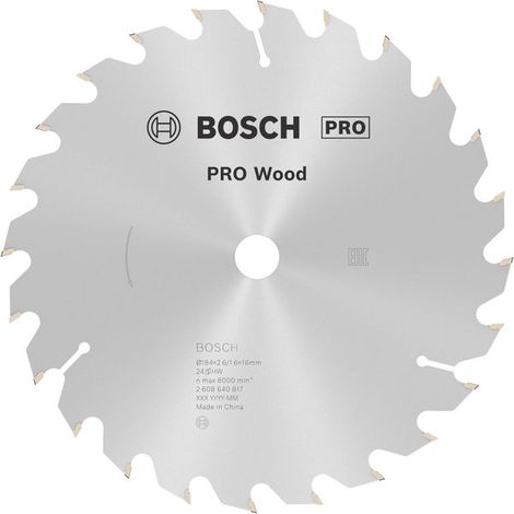 Bosch PRO Wood Circular Saw Blade 184 x 2.6 x 16 mm T24 2608640817