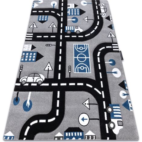 Kinderteppich PETIT CITY STADT STRAßEN grau grey 80x150 cm