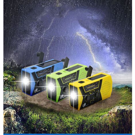 Portable Solar Radio, Portable Solar Power with Flashlight, AM/FM/NOAA Reading Light 2000mah Green (1/3)